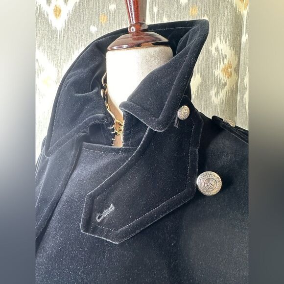 Ralph Lauren Black Label Double-Breasted Black Velvet Trench Coat - Picture 6 of 16